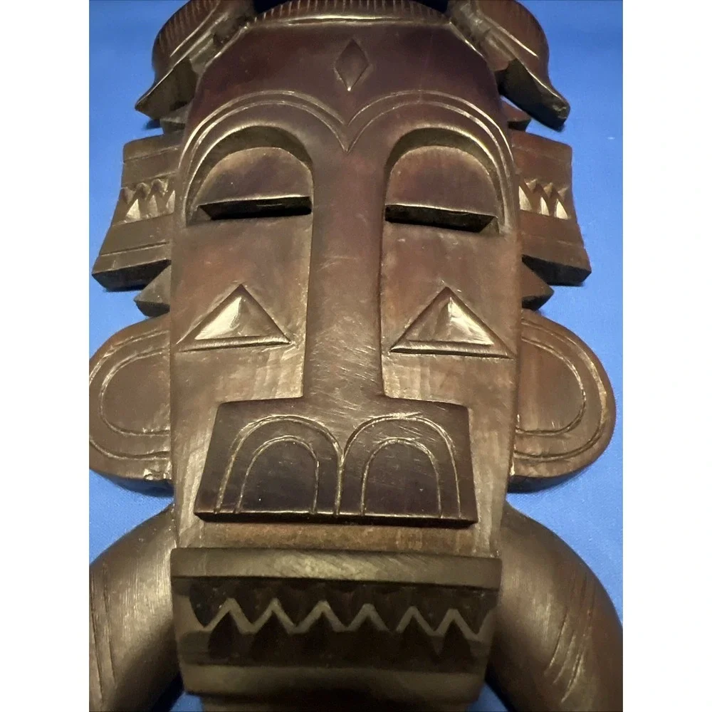 Vtg Hand Carved African Tribal Senufo Kpelie Mask Wood 16x7